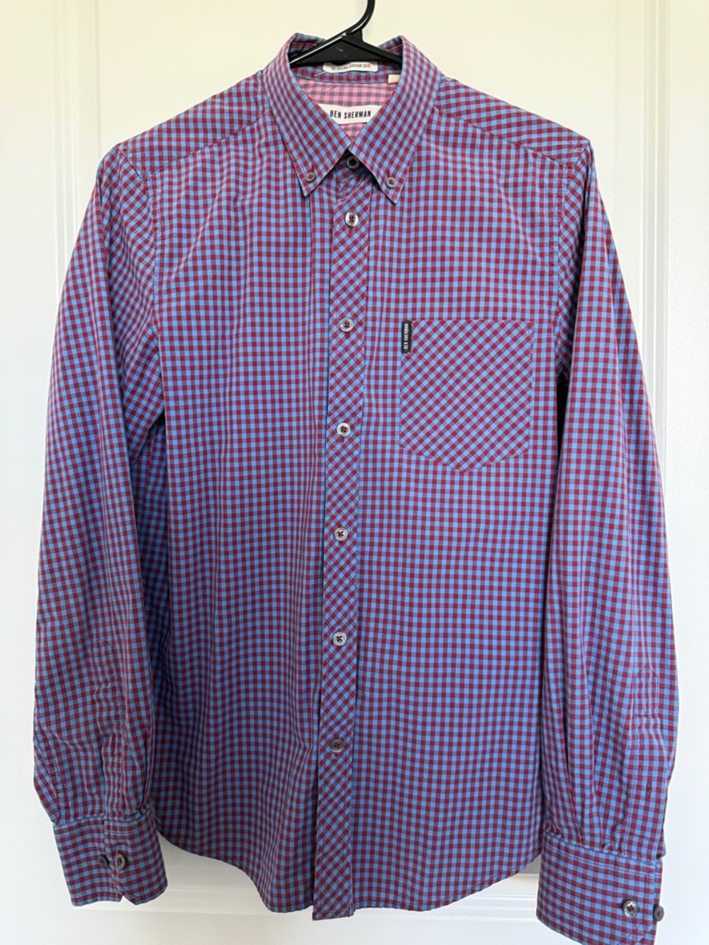 Ben Sherman Purple and Blue Check Long Sleeve Button-Down Shirt